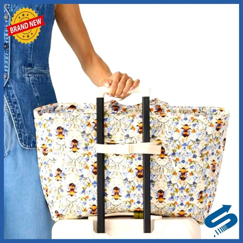 Premium Cotton Travel Tote Bag with Laptop Pocket, 15x17x6